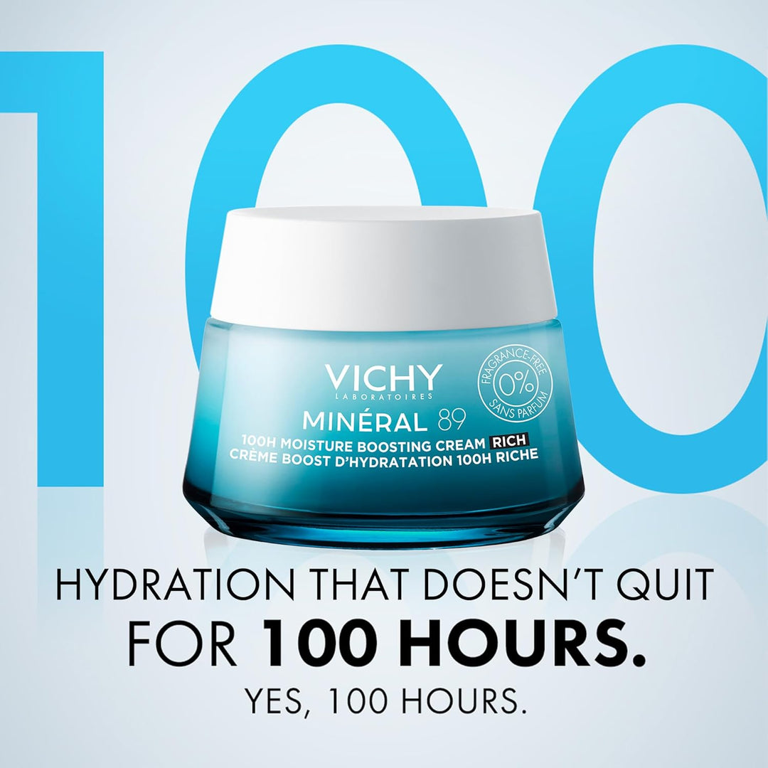Vichy Mineral 89 Fragrance Free Cream, Moisture Boosting Cream with...