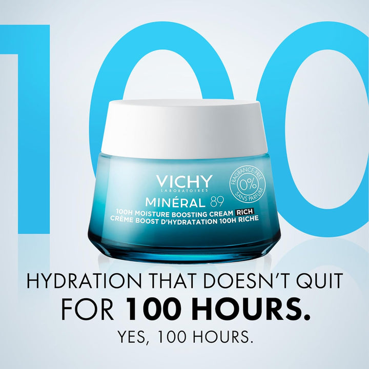 Vichy Mineral 89 Fragrance Free Cream, Moisture Boosting Cream with...