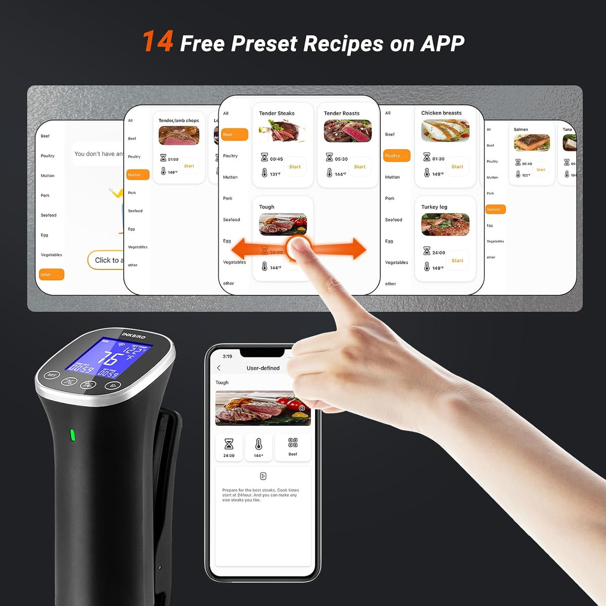 INKBIRD Circulador de inmersión WiFi para Sous Vide ISV-300W IPX7