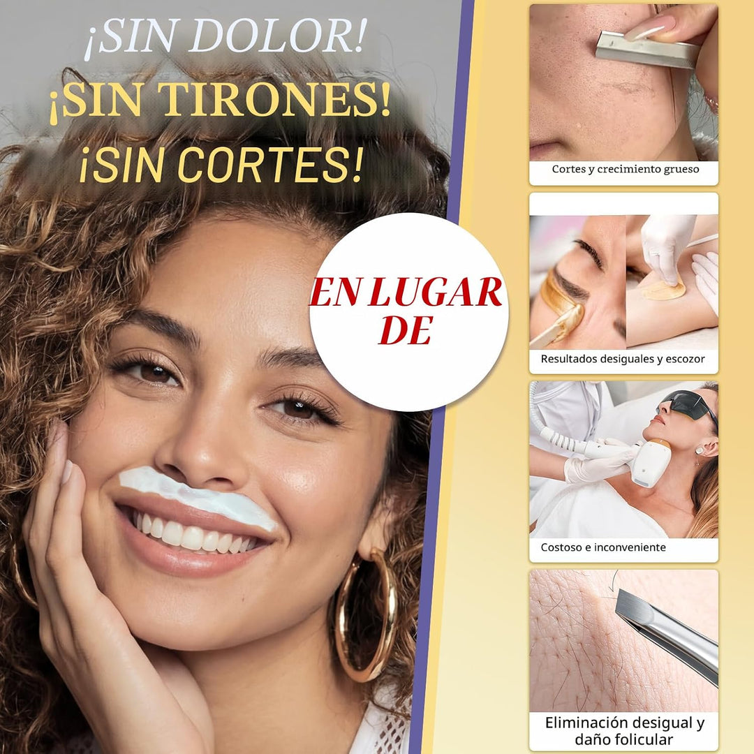 Depilación facial para mujeres, crema depilatoria sin dolor y suave...