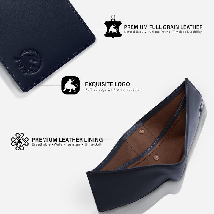 BULLTAILOR Billetera de cuero de grano completo para hombre, minima...