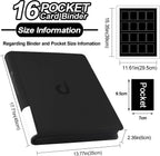 Carpeta de tarjetas premium de 16 bolsillos, se adapta a 1600 tarjetas, álbum de tarjetas sin anillo 4 x 4 con fundas para tarjetas intercambiables y tarjetas deportivas (modelo C, negro clásico)