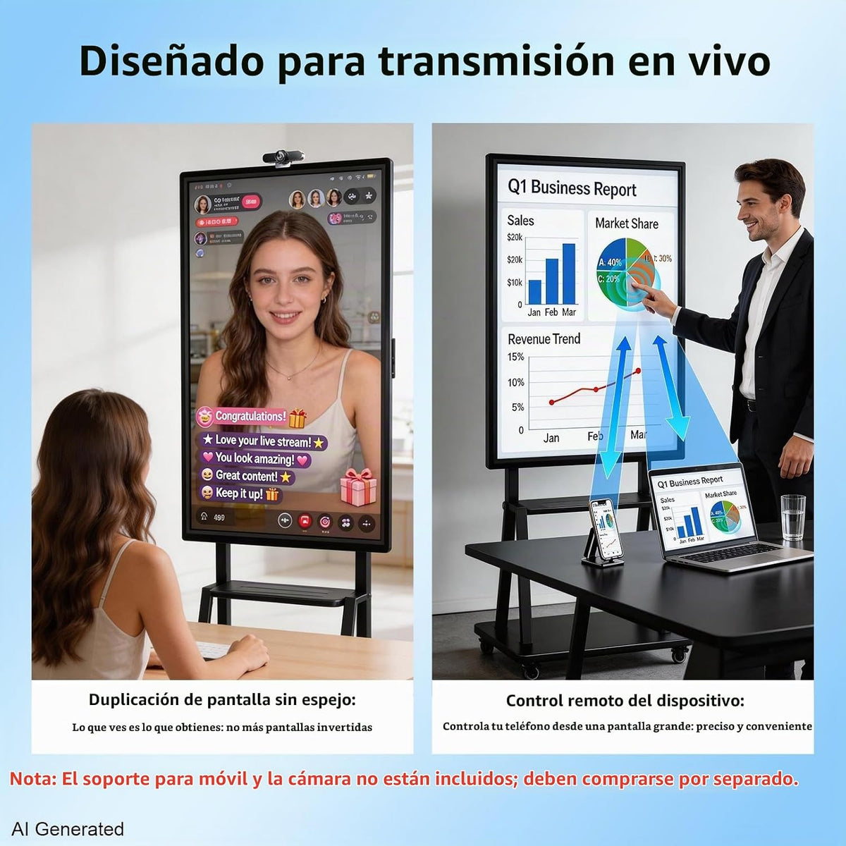 Tablero inteligente de 55", tablero interactivo electrónico 4K UHD para