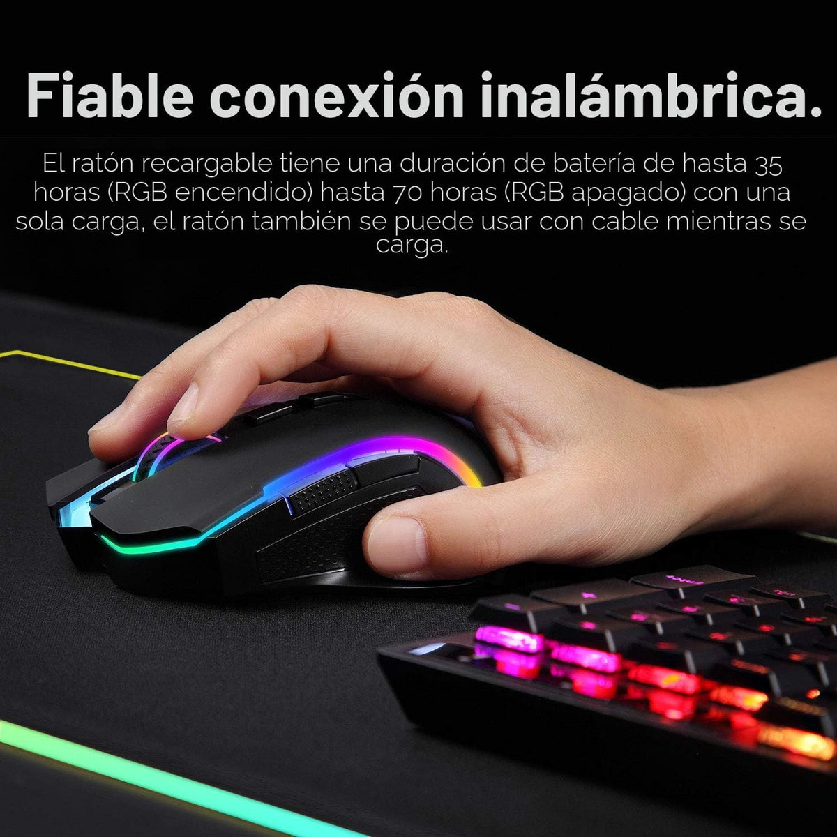 Redragon M602 Griffin RGB - Ratón para juegos Tri-Mode 2.4G\/USB-C\...
