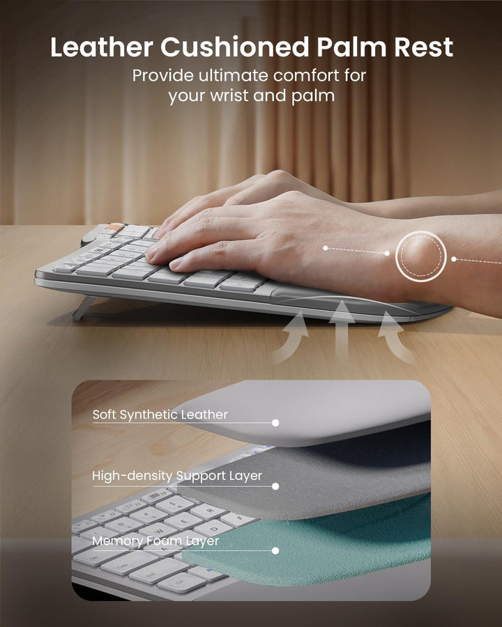 ProtoArc Teclado ergonómico Bluetooth retroiluminado, EK01 Plus Tec...