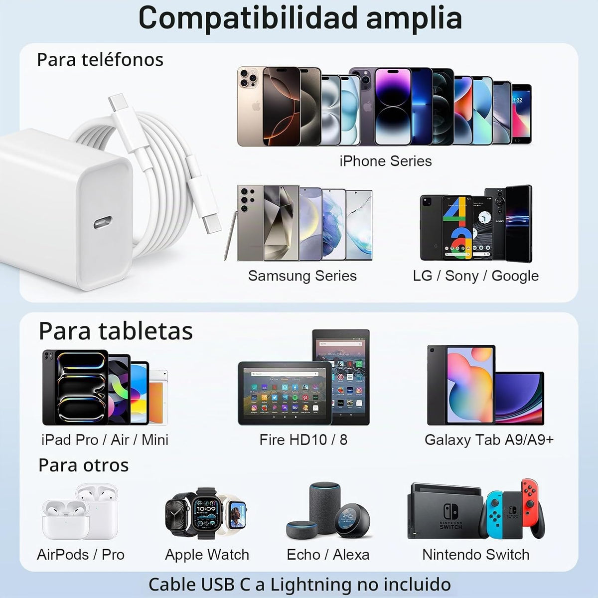 iPhone 18 17 16 Cargador de carga rápida extra largo 10FT USB C cargador