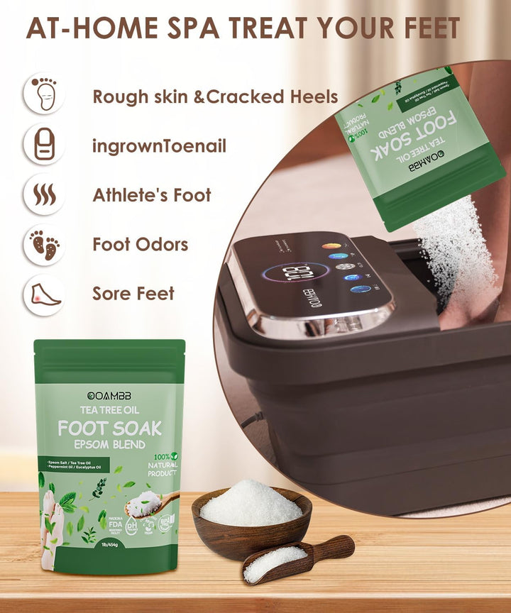 OOAMBB Spa de pies plegable con calor, burbujas, control de tempera...