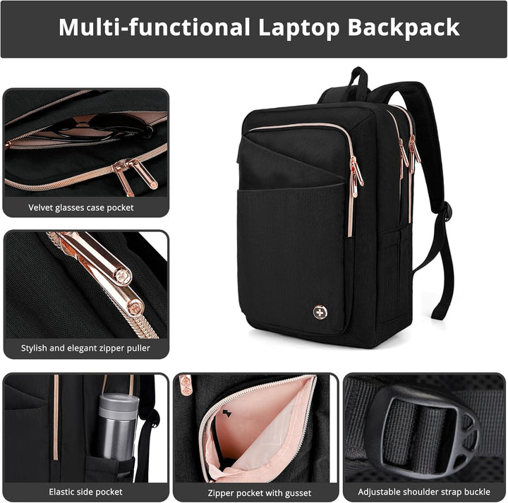 Swissdigital - Mochila de diseño para laptop de negocios para mujer...