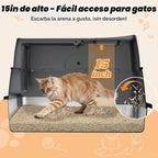 AIPERRO Caja de arena cerrada para gatos de acero inoxidable con tapa de