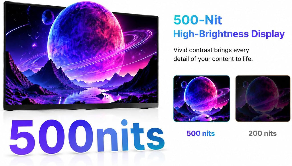 Monitor portátil inalámbrico de 16 pulgadas y 2.5K con batería de 8000 mAh, pantalla HDR de 500 nits, 125% sRGB, monitor de viaje externo USB-C / Mini HDMI, rotación automática, compatible con VESA