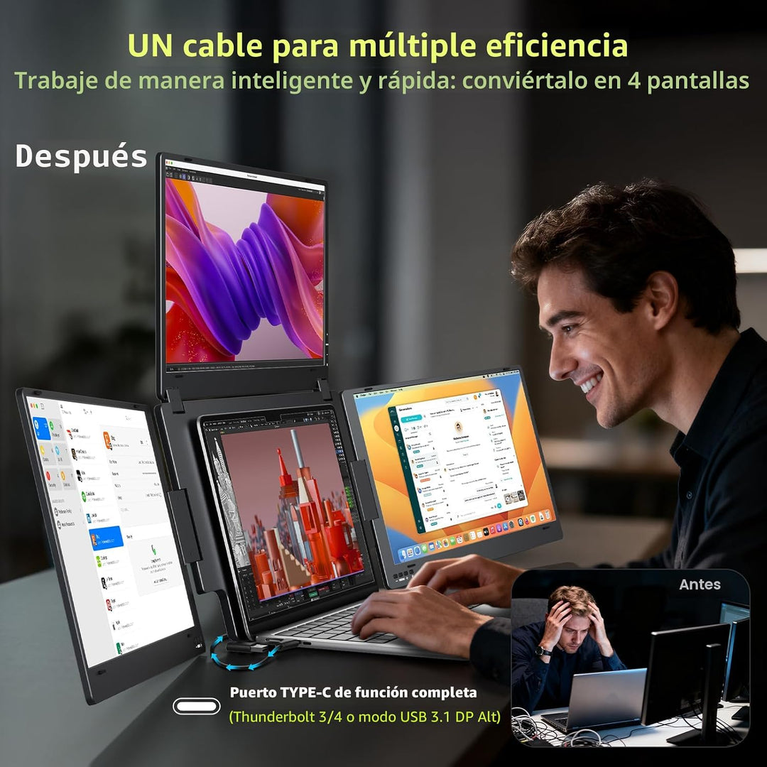 KYY - Extensor de monitor para portátil de triple pantalla de 15,6...