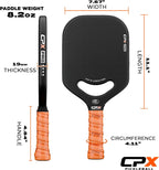 CPX Pro Paleta de pickleball en fibra de carbono - Grado profesional, acabado mate, núcleo de panal, agarre estilo tenis - Paleta sin borde diseñada en Chicago, EE. UU.