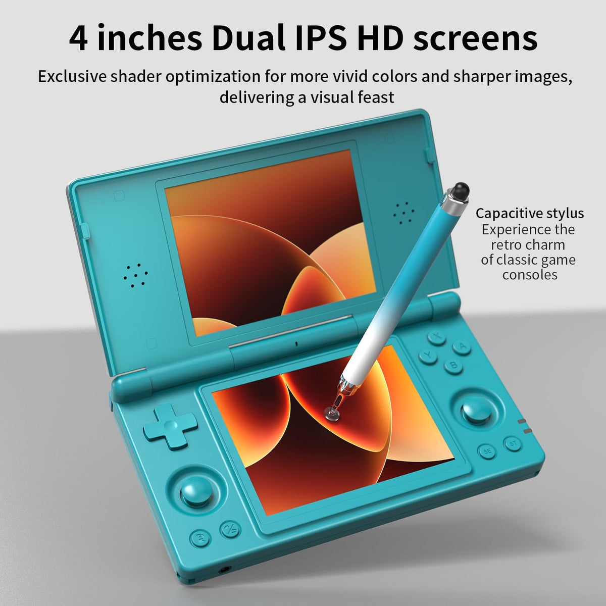 Consola de juego portátil plegable RG DS RK3568 Anbernic Sistema Android 14 Joystick para dos jugadores Superior e Inferior Pantalla dual de 4 pulgadas OCA Pantalla táctil completa 4000mAh 3 + 32GB