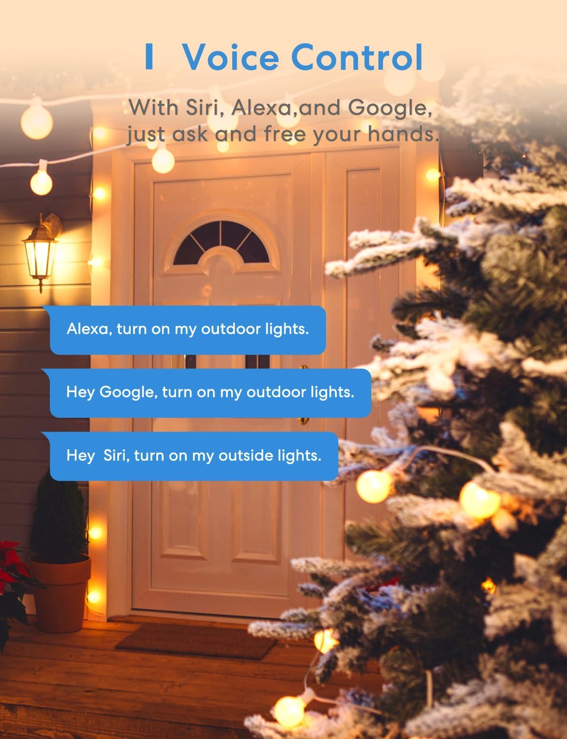meross Enchufe inteligente para exteriores compatible con Apple HomeKit, Siri, Alexa, Google Assistant y SmartThings, toma impermeable para exteriores, control remoto y de voz, temporizador
