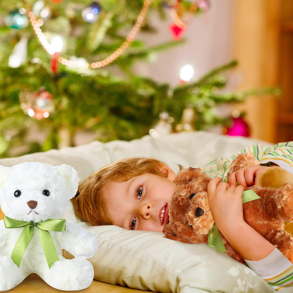 HyDren 24 piezas de animales de peluche con lazo verde de 10 pulgadas