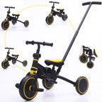 Bicicleta de equilibrio de triciclo 5 en 1 para niños con mango de empuje ajustable, triciclo convertible para niños pequeños, ruedas de EVA, edades de 12 meses a 5 años (amarillo)