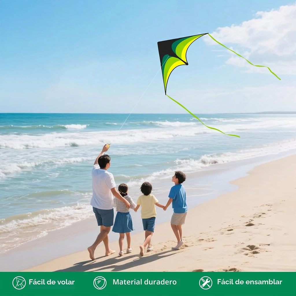 Mint's Colorful Life - Cometa Delta para niños y adultos, cometa extremadamente fácil de volar, las mejores cometas para principiantes