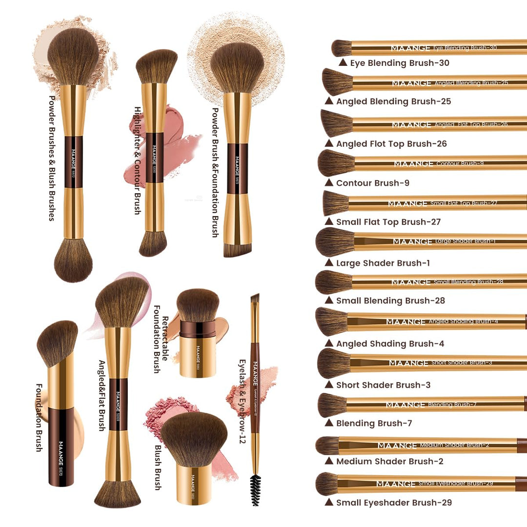 MAANGE Juego de 20 brochas de maquillaje, pinceles kabuki de doble...