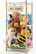 Almacenamiento de Animales de Peluche Zoo, Organizador de Animales de Peluche de Madera con Cuerdas Elásticas para Niños y Niñas, Soporte de Almacenamiento de Juguetes de Peluche que Ahorra