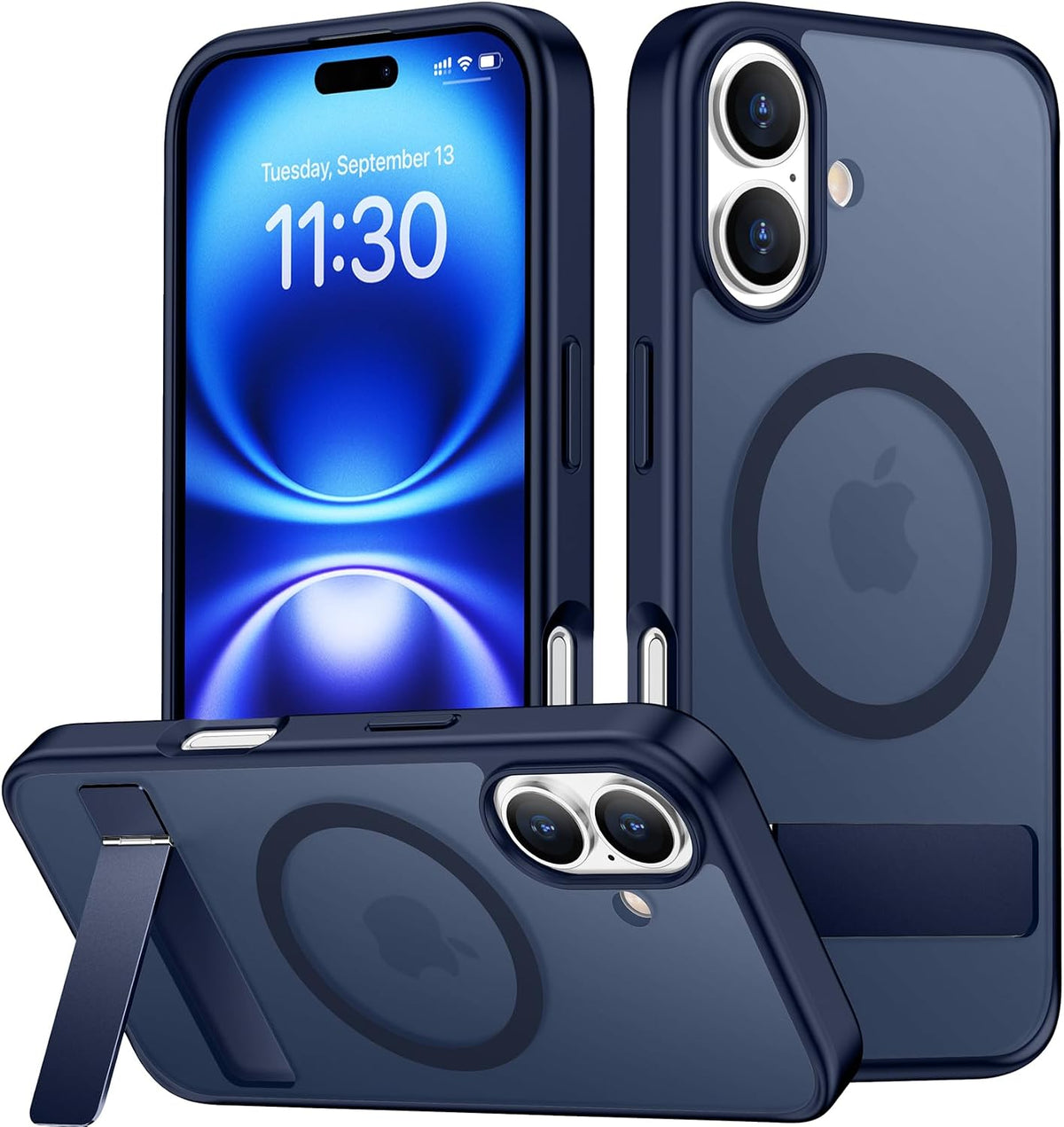 SPIDERCASE - Funda magnética para iPhone 16, soporte integrado, azul