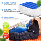 Saco de dormir de plumón para adultos y adolescentes, 600 FP RDS plumón ultraligero