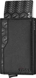 Cartera con tarjetero VULKIT con bloqueo RFID, diseño minimalista, con ventanas dobles para identificación, cartera desplegable para 12 tarjetas, Negro, Talla única, Minimalista