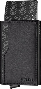 Cartera con tarjetero VULKIT con bloqueo RFID, diseño minimalista, con ventanas dobles para identificación, cartera desplegable para 12 tarjetas, Negro, Talla única, Minimalista