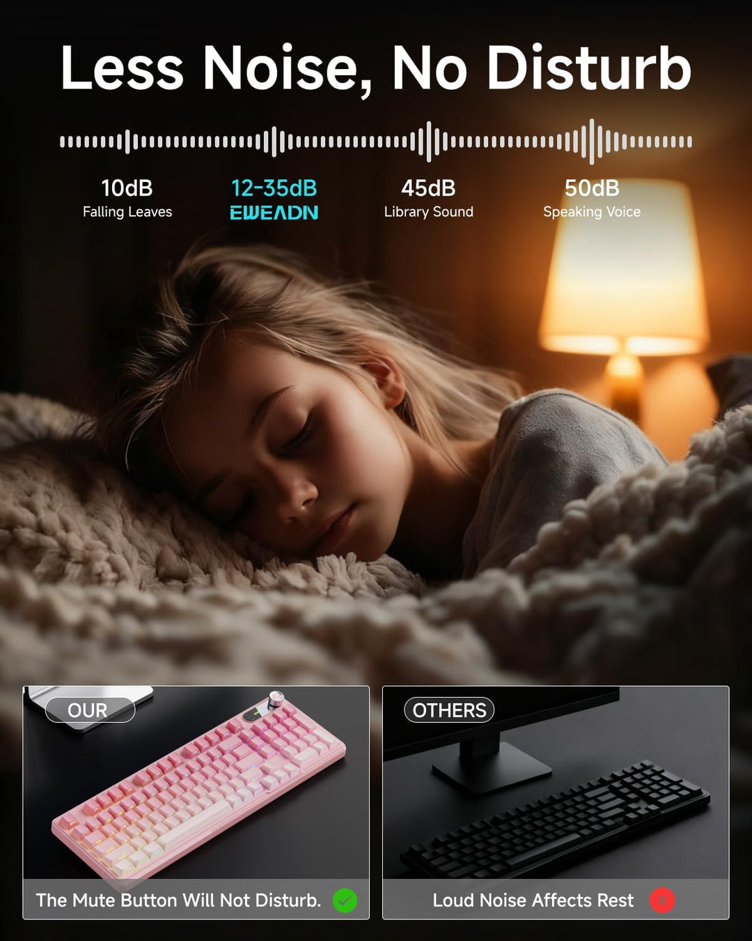 Teclado con cable EWEADN V102, teclado cremoso para juegos de 98 te...