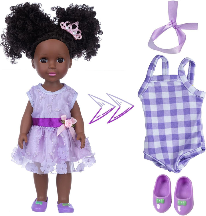 ZNTWEI Muñecas Negras de 14.5 Pulgadas y Accesorios de Ropa para Mu...