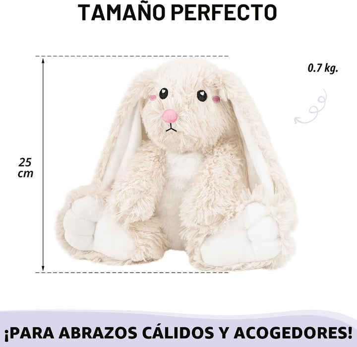 Happy Fuel - Peluche de conejo para microondas, almohadilla térmica...