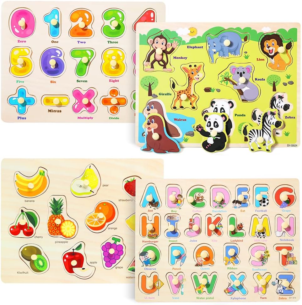 GRINNNIE - Rompecabezas de madera para niños pequeños de 3