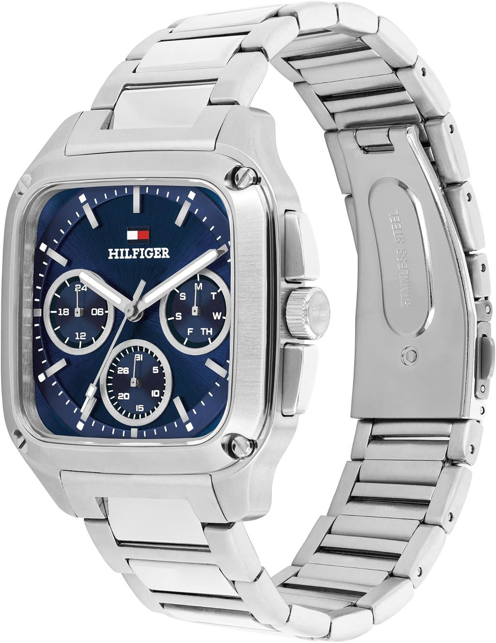Tommy Hilfiger Reloj de cuarzo multifunción para hombre – 1.457 x 1.535 in, correa de piel de becerro, diseño inspirado en el deporte, regalo para él