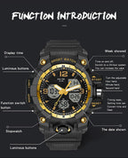 Relojes para Hombres, Reloj Deportivo para Hombre a Prueba de Agua, Reloj de Pulsera Táctico Militar Analógico Digital