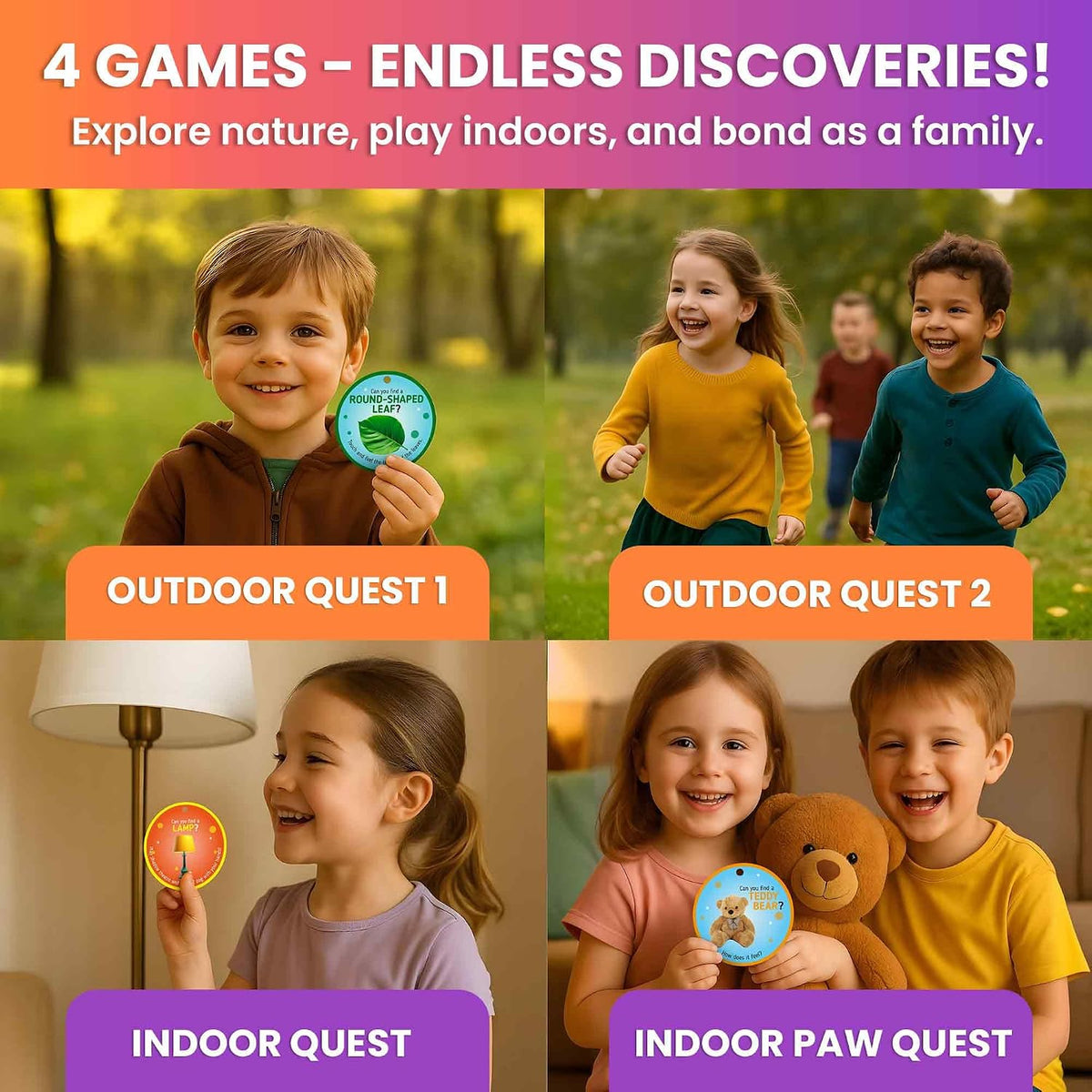 Búsqueda del tesoro para niños pequeños de 3 a 5 años - Juego de cartas de