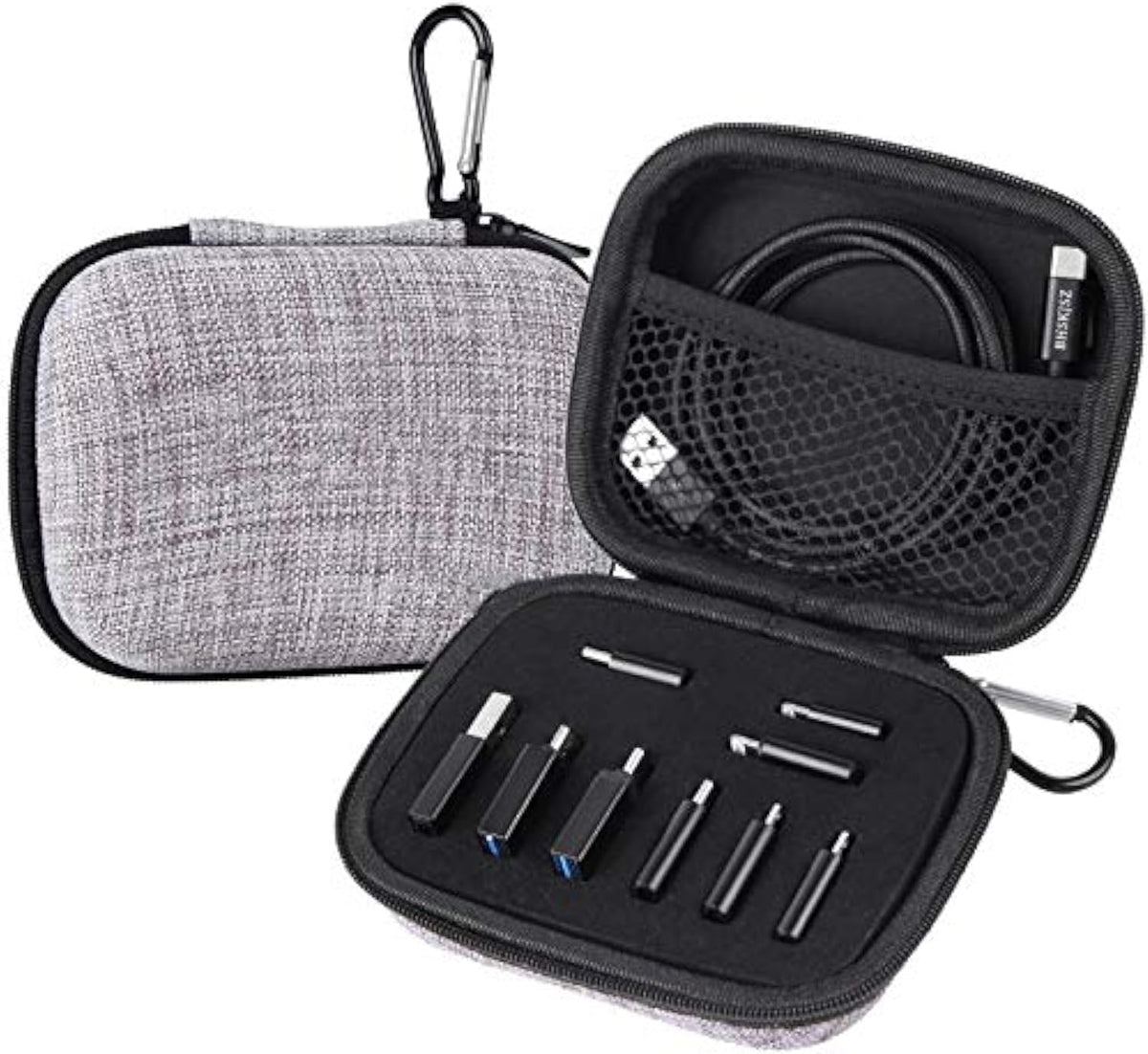 Kit de adaptador tipo C de 10 piezas, compatible con adaptador micro USB/tipo C/USB OTG, estuche de viaje con mosquetón, incluye cable USB tipo C
