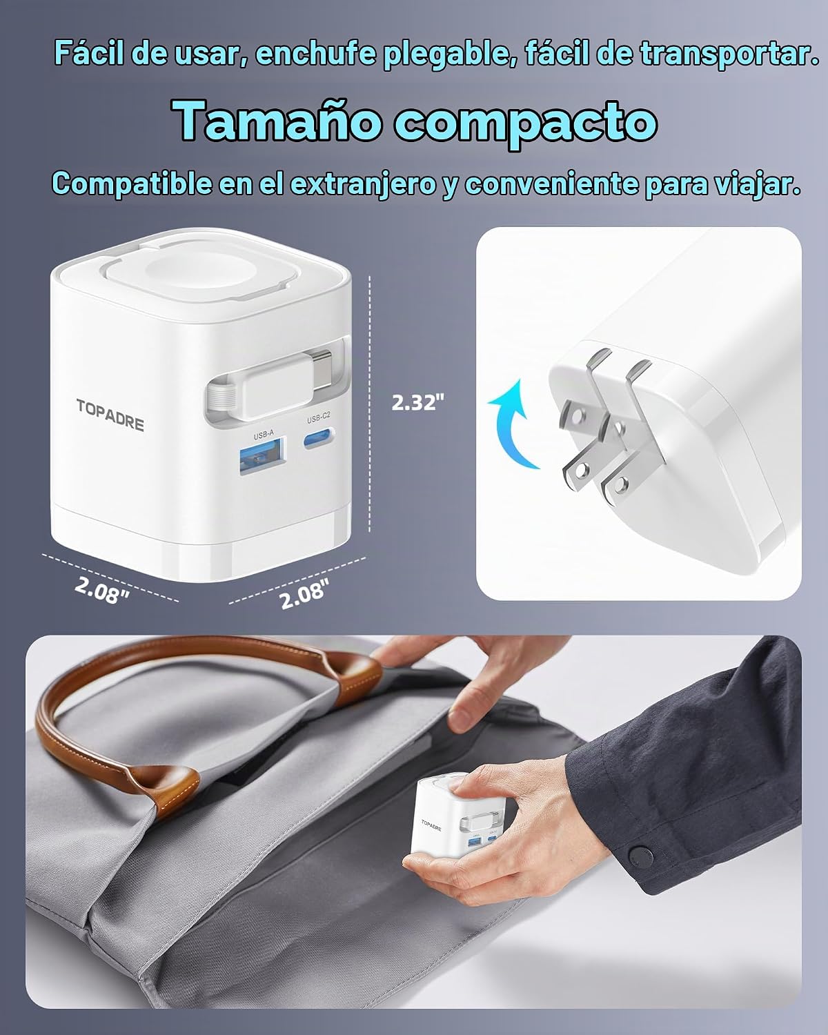 Cargador retráctil de 65W para Apple Watch, bloque de carga PD USB C de 4 en 1 GaN enchufe plegable de carga rápida para Apple Watch Serie 11/10/9/8/Ultra/SE, para MacBook Pro/Air, iPhone 17/16 Pro