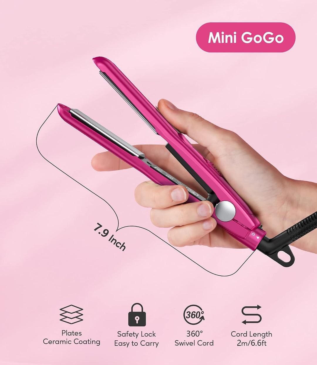 Terviiix Plancha plana tipo lápiz (negro rosa) y mini plancha plana...