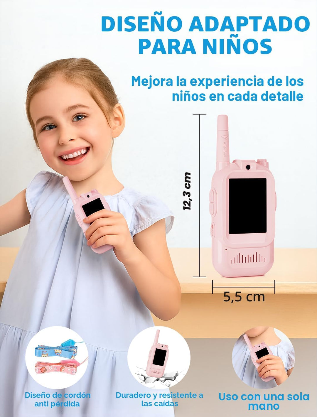 Walkie Talkie para niños con video: paquete de 2 juguetes recargabl...