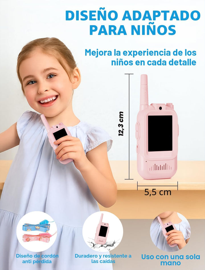 Walkie Talkie para niños con video: paquete de 2 juguetes recargabl...