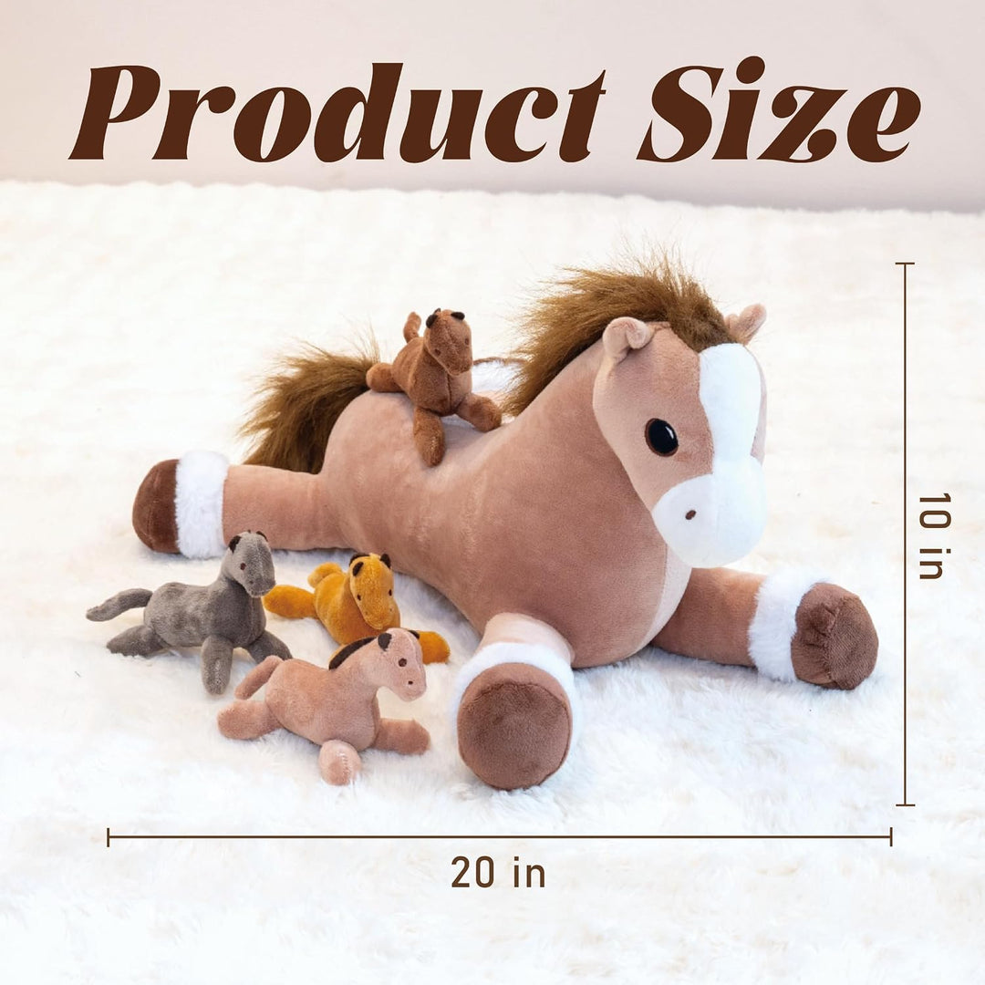 Jrystar 5 piezas de animales de peluche de caballo, gran animal de...