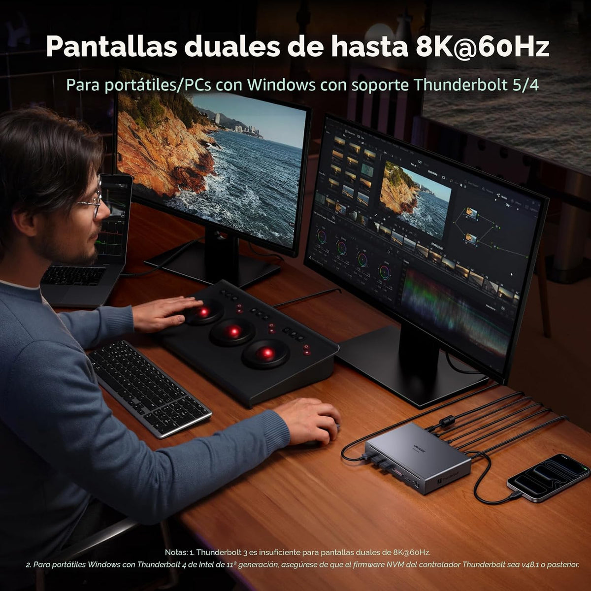 UGREEN Estación de acoplamiento Maxidok Thunderbolt 5, triple 4K@144Hz