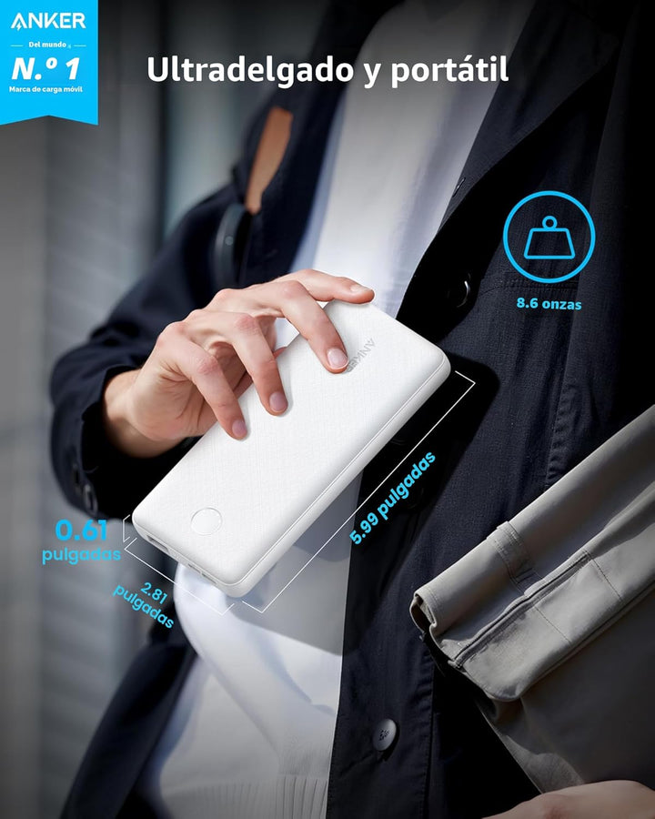 Anker Power Bank (PowerCore 10K), paquete de batería compacto de 10...