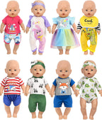 ARTST Ropa de muñeca de bebé, 8 juegos de 14 a 16 pulgadas