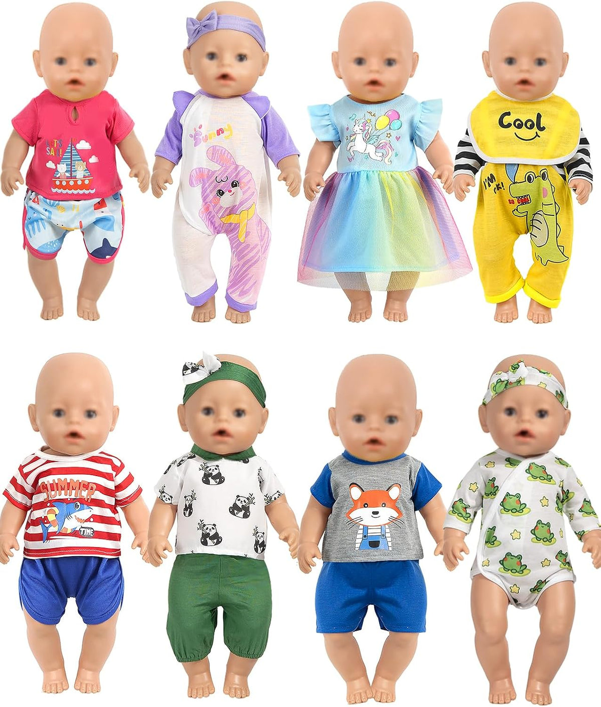 ARTST Ropa de muñeca de bebé, 8 juegos de 14 a 16 pulgadas