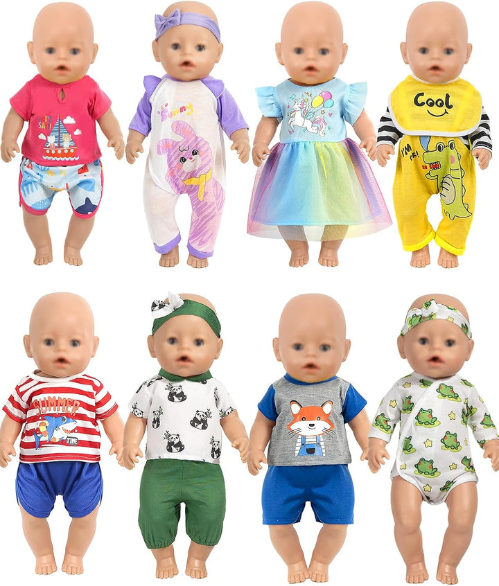 ARTST Ropa de muñeca de bebé, 8 juegos de 14 a 16 pulgadas, accesor...