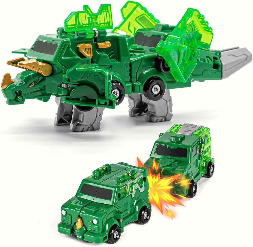 Juguete de automóvil de dinosaurio transformador de colisión, 2 autos magnéticos que se transforman en juguetes de dinosaurio, juguete de robot dinosaurio para niños a partir de 3 años, juguetes de
