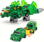 Juguete de automóvil de dinosaurio transformador de colisión, 2 autos magnéticos que se transforman en juguetes de dinosaurio, juguete de robot dinosaurio para niños a partir de 3 años, juguetes de