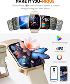 Relojes inteligentes para mujeres y hombres, reloj de seguimiento de actividad física con 110 modos deportivos, contador de pasos/monitor de sueño/podómetro, impermeable IP68, reloj inteligente con control de música y llamadas Bluetooth para