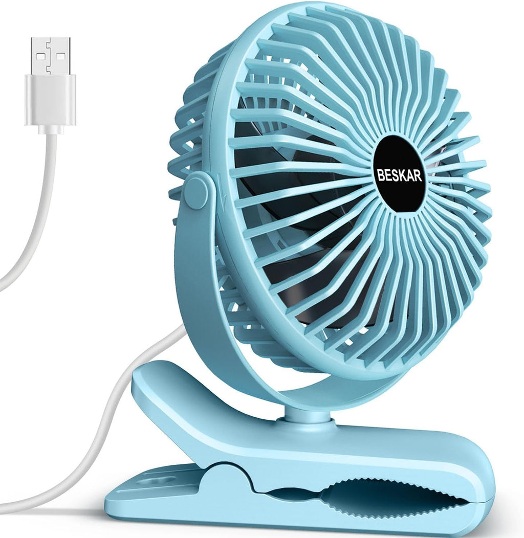 BESKAR Ventilador USB con clip, ventilador de escritorio pequeño po...
