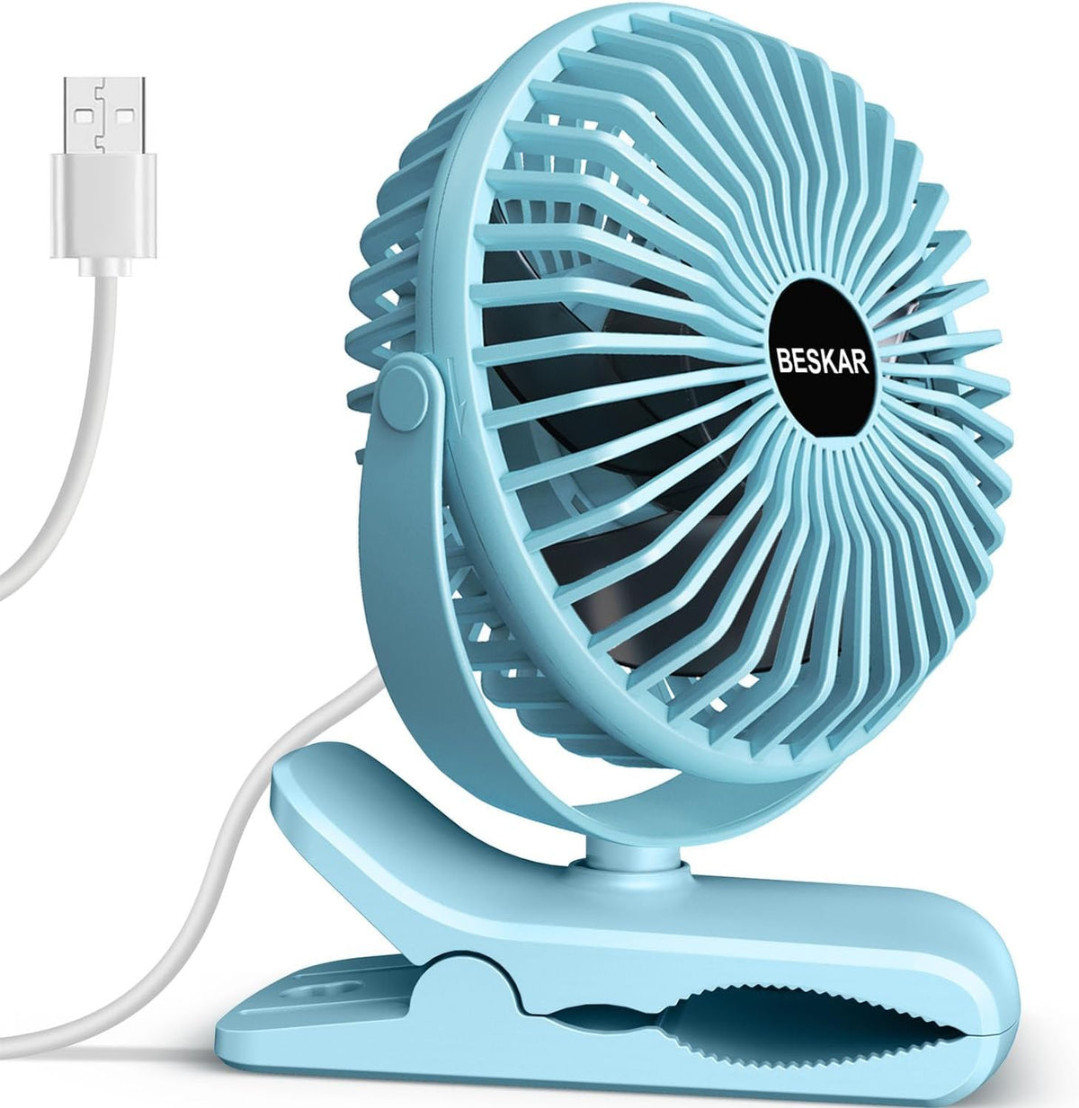 BESKAR Ventilador USB con clip, ventilador de escritorio pequeño po...